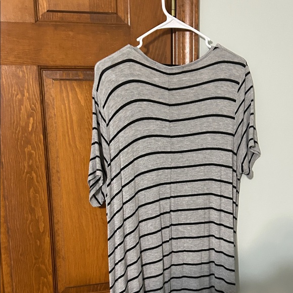 Gray and Black Striped Dress by Trendyland 2X maxi uneven hem. 21 in armpit - Picture 7 of 12